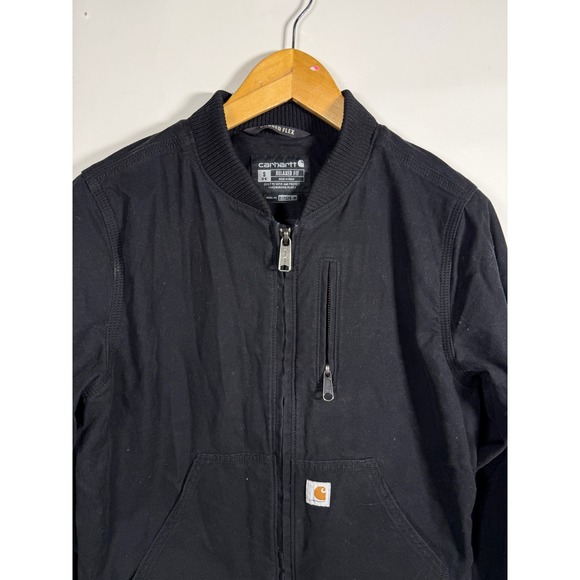 Carhartt Rugged Flex Bomber Jacket Womens Small Black Canvas Full Zip 102524-W - Picture 2 of 8